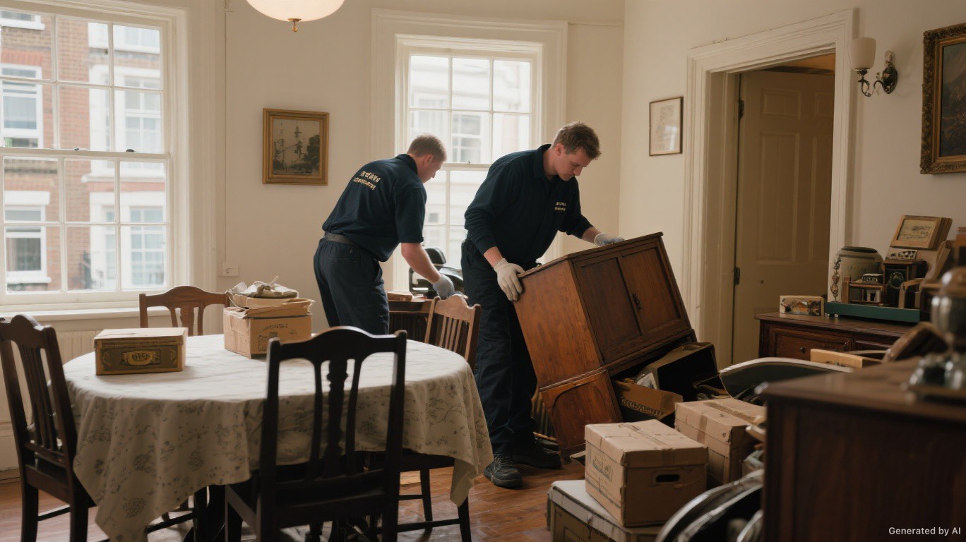 Respectful probate clearance team carefully clearing old furniture and household contents from a traditional Fulham SW6 house — Probate House Clearance