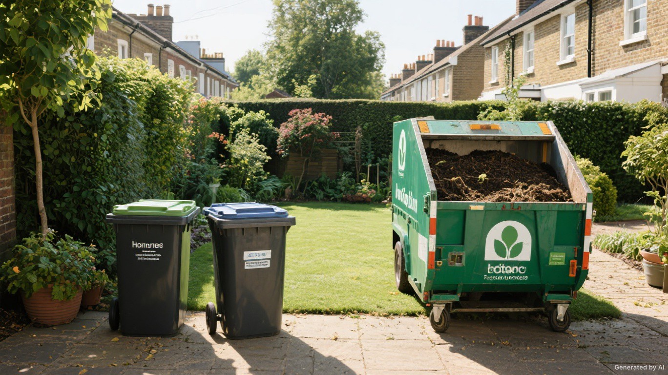 Waste clearance team loading a van neatly